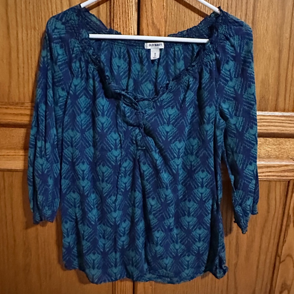 Peacock feather 3/4 sleeve womens top